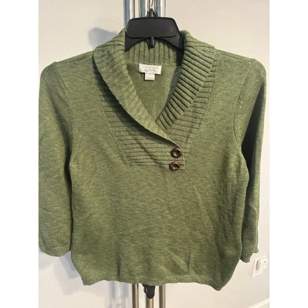 Christopher And Banks Green Sweater Size M - Picture 1 of 2